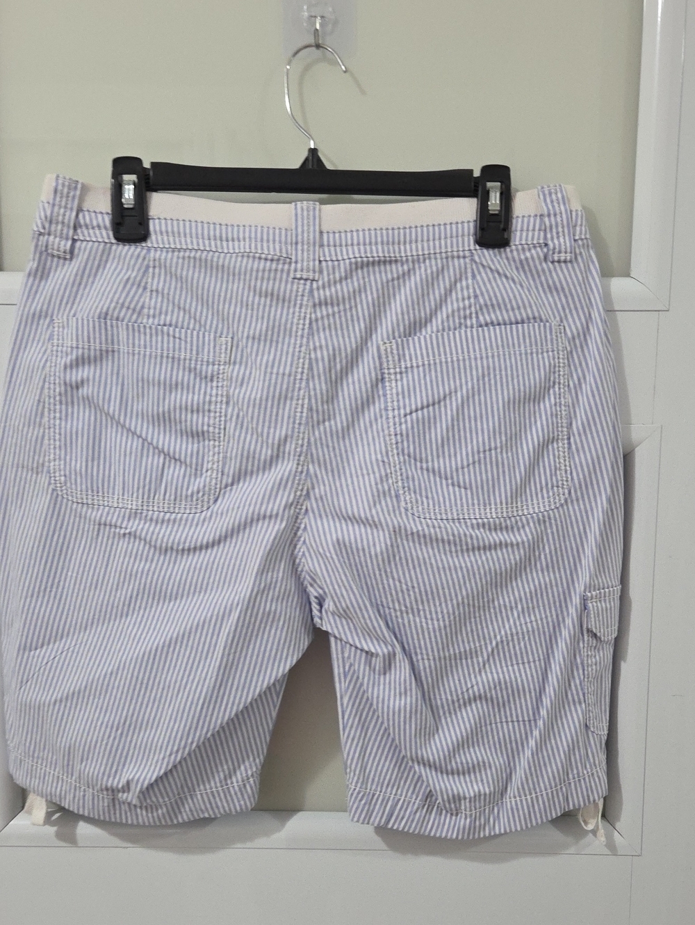 St. John's Bay Light Blue & White Striped Cargo Shorts